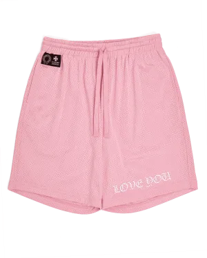 Chrome Hearts Love You Mesh Varsity Shorts Pink
