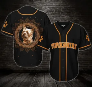 Yorkshire Terrier Mandala Circle Personalized and Photo Baseball Jersey